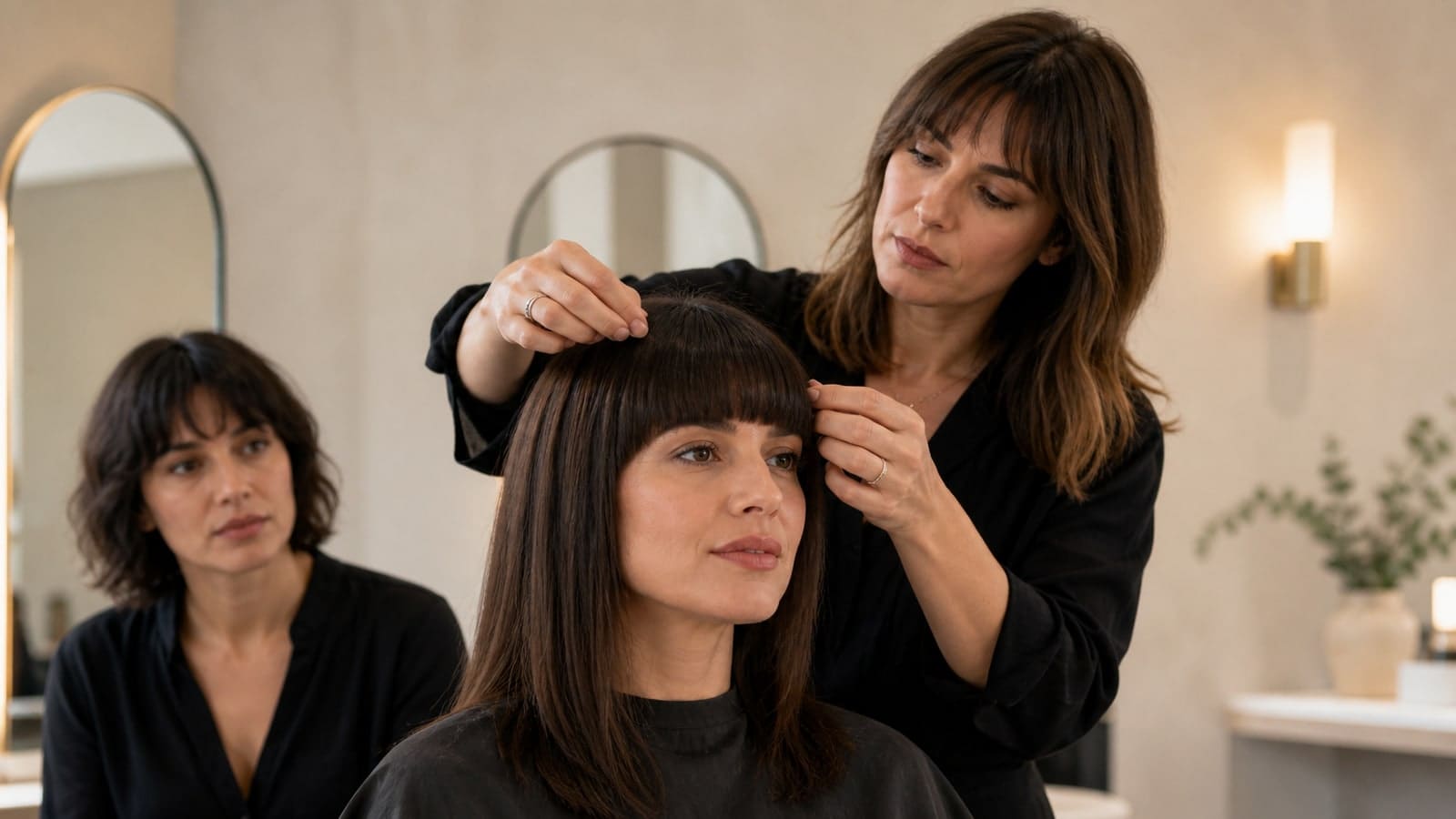 Salon consultation showing blunt bangs: who they suit and how to choose the line haircut options and silhouette